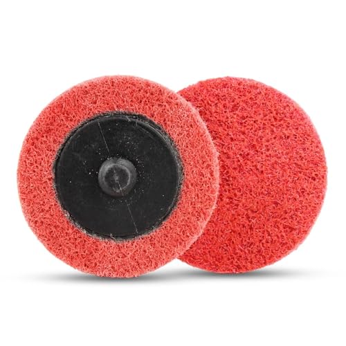 10-Pack 2-Inch Quick Change Material Preparation Discs, Fiber-Mesh Conditioning Pads - Red (Fine)