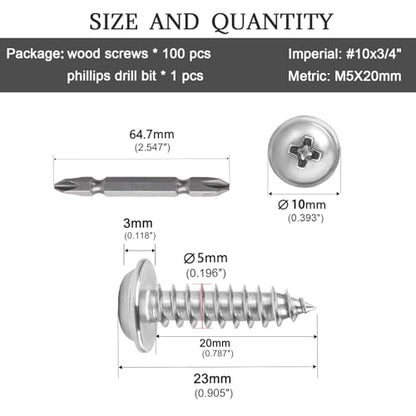 #10x3/4 Phillips Modified Truss Head Wood Screws 100pcs ZGLS-04 - size: #10 x 3/4"