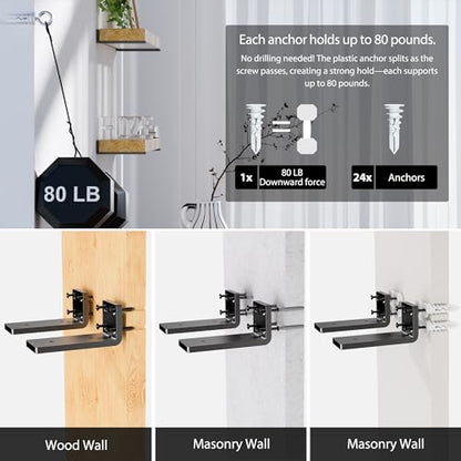 HOZE Heavy Duty Shelf Brackets 4-Inch, 6 Pack, Modern Black Matte Finish, 1/5" Thick Steel, Metal L Brackets, Easy-to-Install, Strong Support for Shelves, Versatile & Stylish (4 Inch - 6 Pack) - size: 4 Inch, style: 6 Pack