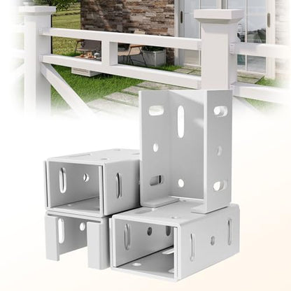 Aluminum Fence Bracket for Vinyl Fencing,Fence Bracket Used for Connecting Panel to Post,Vinyl Fence Brackets Fit 2.75in Rails,Heavy Duty Metal Fence Bracket Vinyl Fence Parts(6Pcs & 60screws) - color: 6 brackets & 60 screws