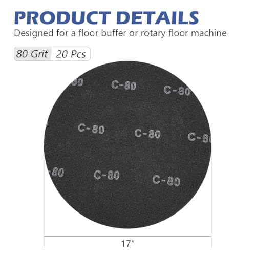 HUAALIUCHE 17" Sanding Screen Discs - Mesh Floor Sanding Screen - Black Silicon Carbide - for Wood Floors (20 Pack, 80 Grit) - size: 17 inch, style: #80-20 Pack
