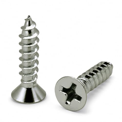 BCP Fasteners #8 x 3/4" Stainless Steel Flat Head Wood Screws, 100 Pack - size: #8 x 3/4"