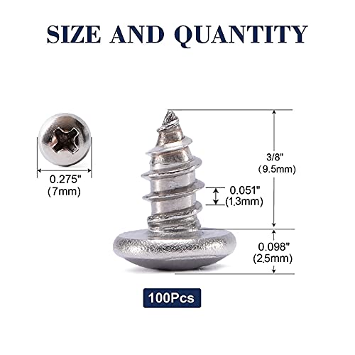 #6 x 3/8" Wood Screw 100Pcs 18-8 (304) Stainless Steel Pan Head Fast Self Tapping Drywall Screws by SG TZH - size: #6 x 3/8"
