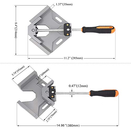 2 Pack Right Angle Clamp - 90 Degree Clamps for Woodworking, Single Handle Aluminum Alloy Corner Clamp with Adjustable Swing Jaw for Welding, Wood-Working, Drilling, Crafting Project - style: 2-Pack