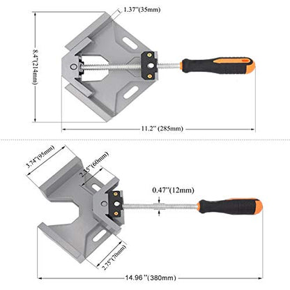 2 Pack Right Angle Clamp - 90 Degree Clamps for Woodworking, Single Handle Aluminum Alloy Corner Clamp with Adjustable Swing Jaw for Welding, Wood-Working, Drilling, Crafting Project - style: 2-Pack