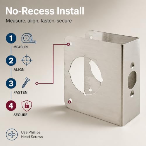 Prime-Line MP9457 Lock and Door Reinforcer, 1-3/4 x 2-3/8 In.