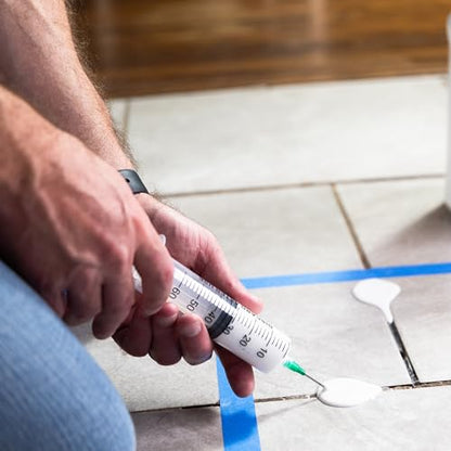 Injection Repair Adhesive 1 Gallon Jug with Blunt Tip Syringe Applicator for Loose Tile Repair for All Loose & Hollow Tile, Marble, Stone & Wood Floors - style: 1 Gallon with Syringe