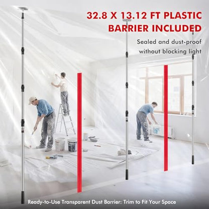12FT Dust Barrier Poles, 4Pack Spring Retractable Zipper Wall Poles