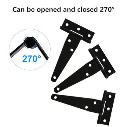 T Strap Hinges Heavy Duty, Shed Door Gate Hinges(Black) (4, 4 Pcs *4 inch) - size: 4 Pcs *4 inch