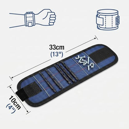 Magnetic Wristband, Stocking Stuffers, Gifts for Men, Premium Tool Belt for Holding Screws Nails Drill Bits with Powerful Magnets, Cool Gadgets, DIY (Blue) - color: Blue