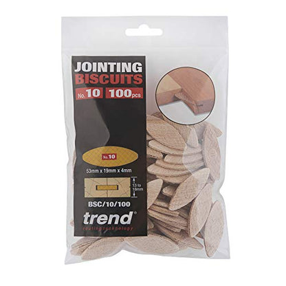 Trend 100pcs Beechwood Joining Biscuits (No. 10) for Woodworking, Joinery, and Furniture Framing, BSC/10/100 (Pack of 3) - size: 10 (Pack of 3), style: 100 Pack