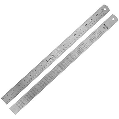 Pacific Arc 18 Inch Stainless Steel Ruler with Inch/Metric Conversion Table - style: 18 In