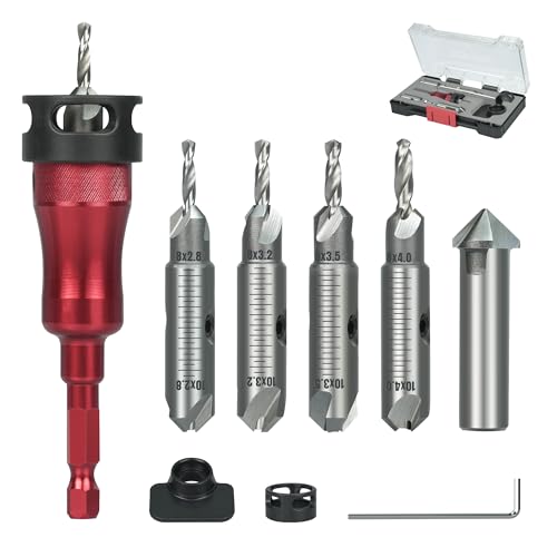 KEENTECH 10-in-1 Countersink Drill Bit Set with Ball Bearing Depth Stop - style: Countersink Bits