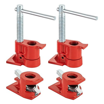 Heavy Duty Pipe Clamp Jaw,Wood Gluing Pipe Clamp Set,1/2 Inch Fixture Set,Professional Woodworking Tool Kit,Ergonomic Adjustable Handle,Use for Metalworking,Woodworking and Frame Assembly(2 Pack)