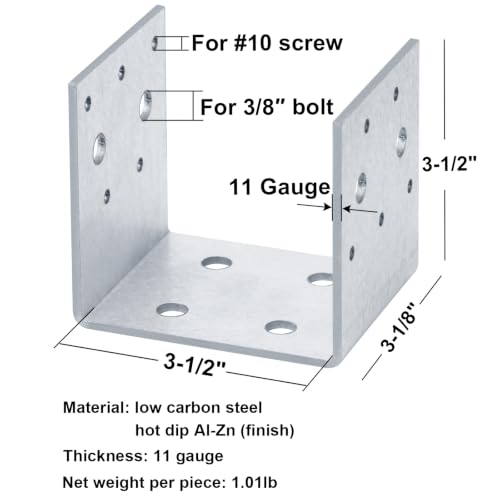 4 PCS 4x4 Post Bracket, Half Post Base for Deck, 11 Gauge