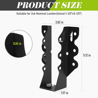 16 Pack 2x6 Joist Hanger Face Mount 20 Gauge Steel Roof Beam Connector - size: 16 PCS, style: 2''X6''