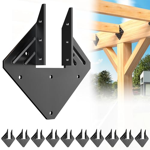 10 Pcs Black Hurricane Tie for Rafter - Heavy Duty 13 Gauge Hurricane Clips for Trusses, Roof Rafter Brackets fits 2x4,2x6 Wood, Rafter Connector, Roof Truss Clips, Hurricane Ties - style: Black Hurricane ties - 10pcs
