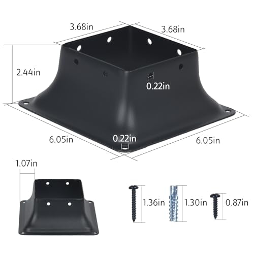 WellMade 4x4 Post Base 2 Pack, Structural Post Anchor Bracket in Heavy Duty Carbon Steel, Black Powder-Coated Finish for Deck Supports, Fencing & Outdoor Projects - size: 2 Pack