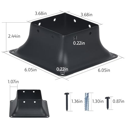 WellMade 4x4 Post Base 2 Pack, Structural Post Anchor Bracket in Heavy Duty Carbon Steel, Black Powder-Coated Finish for Deck Supports, Fencing & Outdoor Projects - size: 2 Pack