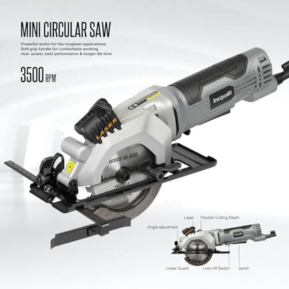 4A Mini Circular Saw Corded Compact Saw with Laser Guide - style: Corded 4A