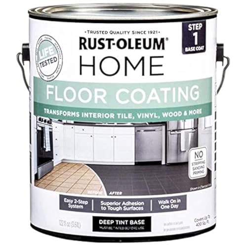 Rust-Oleum 358370 Home Interior Floor Coating System, Step 1 Base Coat, Deep Tint Base, 1 Gal