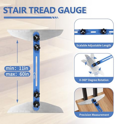 Zihvfzu Adjustable Stair Tread Template Tool, 11-60 Inch