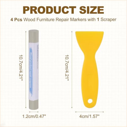PATIKIL 4Pcs Wood Furniture Repair Markers with Scraper, Gray - color: Gray