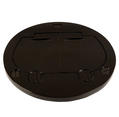 Flush Mounted Round Floor Box (Dual Flip Lid | Power, Dark Bronze) - color: Dark Bronze, size: Dual Flip Lid | Power