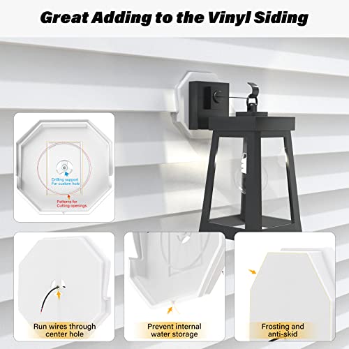 Vinyl Siding Mounting Blocks, Siding Mounting Kit, 130110006001 Octagon Mount Block, Mounting Plate for 1/2 inch Lap and 4 inch to 10 inch Height Siding, White, 2 Pack - style: White