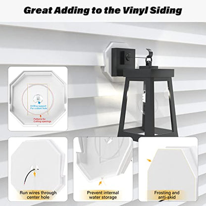 Vinyl Siding Mounting Blocks, Siding Mounting Kit, 130110006001 Octagon Mount Block, Mounting Plate for 1/2 inch Lap and 4 inch to 10 inch Height Siding, White, 2 Pack - style: White