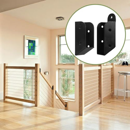 2 Pairs 30° Deck Railing Brackets Stair Connectors fits 2 x 4 Railings (Actual 1.5"x3.5"), Carbon Steel Deck Railing 30° Stair Connectors for Stair Railing Handrail Connection