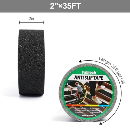 2" x 35' Heavy Duty Anti Slip Traction Tape, Waterproof High Grip Non Skid Strips for Indoor Outdoor Steps, Stairs, Ramps, Pool Decks and Garage - size: 2"×35FT