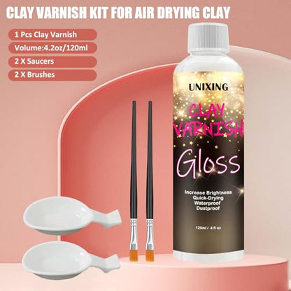 120ml Clear Varnish for Air Dry Clay, Gloss Finish Clear Glaze for Pottery , Ceramics, Oil Painting, Wood, Colourless Scratch Resistant Sealant Varnish (120x 1Pack) - style: varnish120x 1Pack