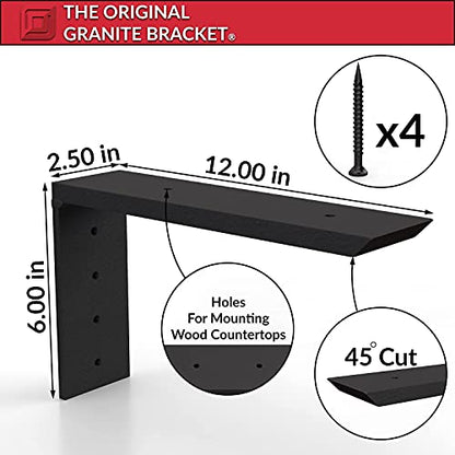 Heavy Duty Wood Shelf Brackets (12 in. x 06 in.)-Decorative Rustic Wall Shelf Supports for Floating Shelves, Bookshelves, and Kitchen Storage – Solid Steel Brackets with Pre-Drilled Mounting Holes - size: 12 x 06 Inches