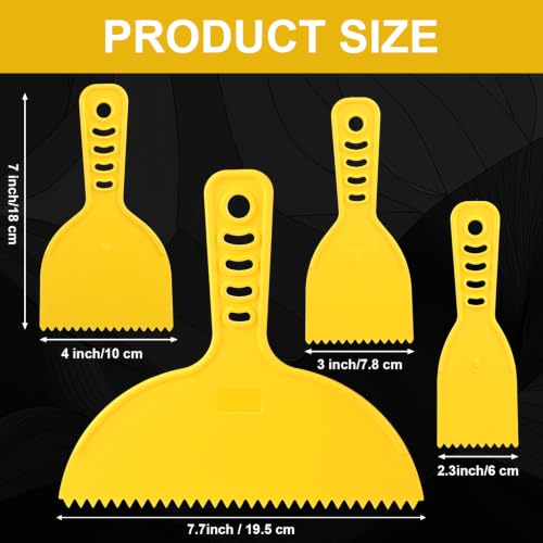 Lothee 4 Pcs Notched Trowel Set, Adhesive Spreader, 7.7",4",3.1",2.4" - size: 7.7",4",3.1",2.4"