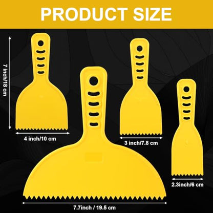 Lothee 4 Pcs Notched Trowel Set, Adhesive Spreader, 7.7",4",3.1",2.4" - size: 7.7",4",3.1",2.4"