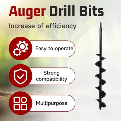findmall Auger Drill Bit, Earth Auger Bit, 24 Inch Length 3 Inch Width Repid Planter, Yard Gardening Planting Corm Auger, Post or Umbrella Hole Digger for 3/8 Inch Hex Drive Drill + - size: 24 x 3 in