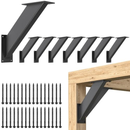 8PCS 45-Degree Angle Support Bracket, Heavy Duty Pergola Connector Kit - size: 4"x4" 8pcs