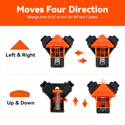 4Pcs Corner Clamps, 90° Wood Clamps for Woodworking, Orange