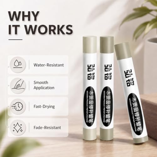 3 Colors Wood Filler Sticks, Cream White Series, with Scraper - color: Cream White Series