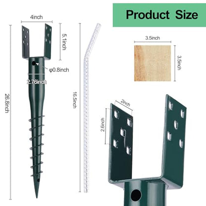 Oscorna U-Shaped Ground Anchor, No Dig 4x4 Post Base Spike, 27inch 4 Pack - size: 27inch 4pcs