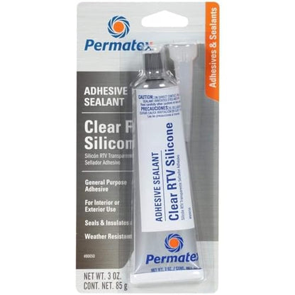 Permatex 80050 Clear RTV Silicone Adhesive Sealant, 3 oz (Pack of 2) - size: Pack of 2