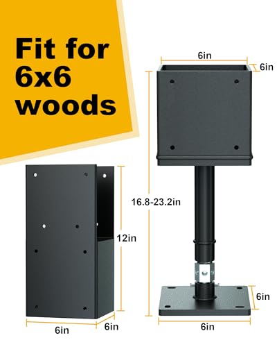 Screw Jack Post Kit, 6"x6" Adjustable Shore Jack & Purlin Splicer - color: Black, size: 6x6