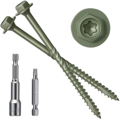 #14 x 4 Wood Structural Screws - color: Green, size: 4 Inch