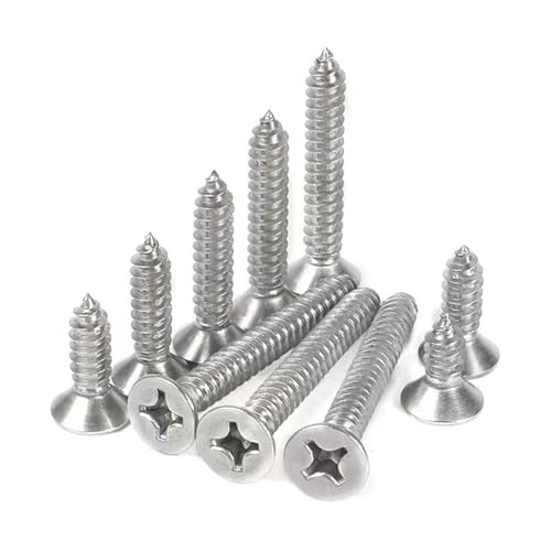 M2 x 5mm Flat Head Wood Self Tapping,Sheet Metal Screws,Phillips Drive Countersunk Wood Screws,304 Stainless Steel （A2-70,GB846,Plain Finish，100 Pcs - size: M2 x 5mm（100 Pcs）