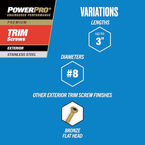 Power Pro Premium 305 Stainless Steel Trim Screws (#8 x 2-1/2") - 1lb Box