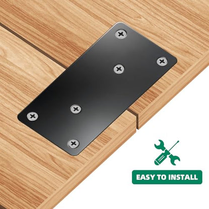 12 PackBlack Mending Plates for Wood Heavy Duty Flat Metal 3 Sizes