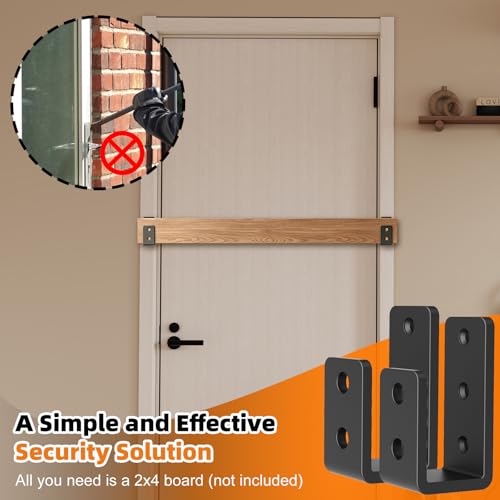 2 Pack Door Barricade Brackets, U-Shaped, 6mm, 2x4 Lumber Lock - size: 2 Pack-6MM