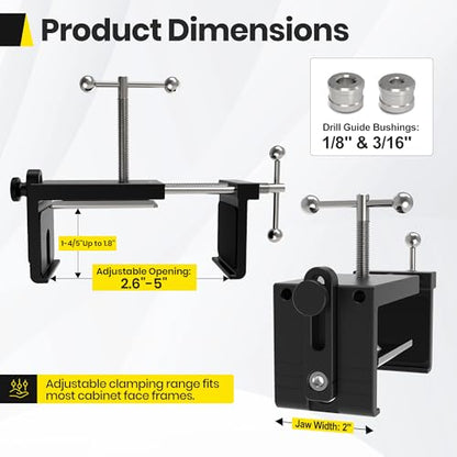 2 Pack Cabinet Clamps with Drill Guide, Face Frame Claw