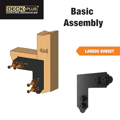 Deck Plus Laredo Sunset 90 Degree Outside Angle, 4in, 1 Pack, Black
